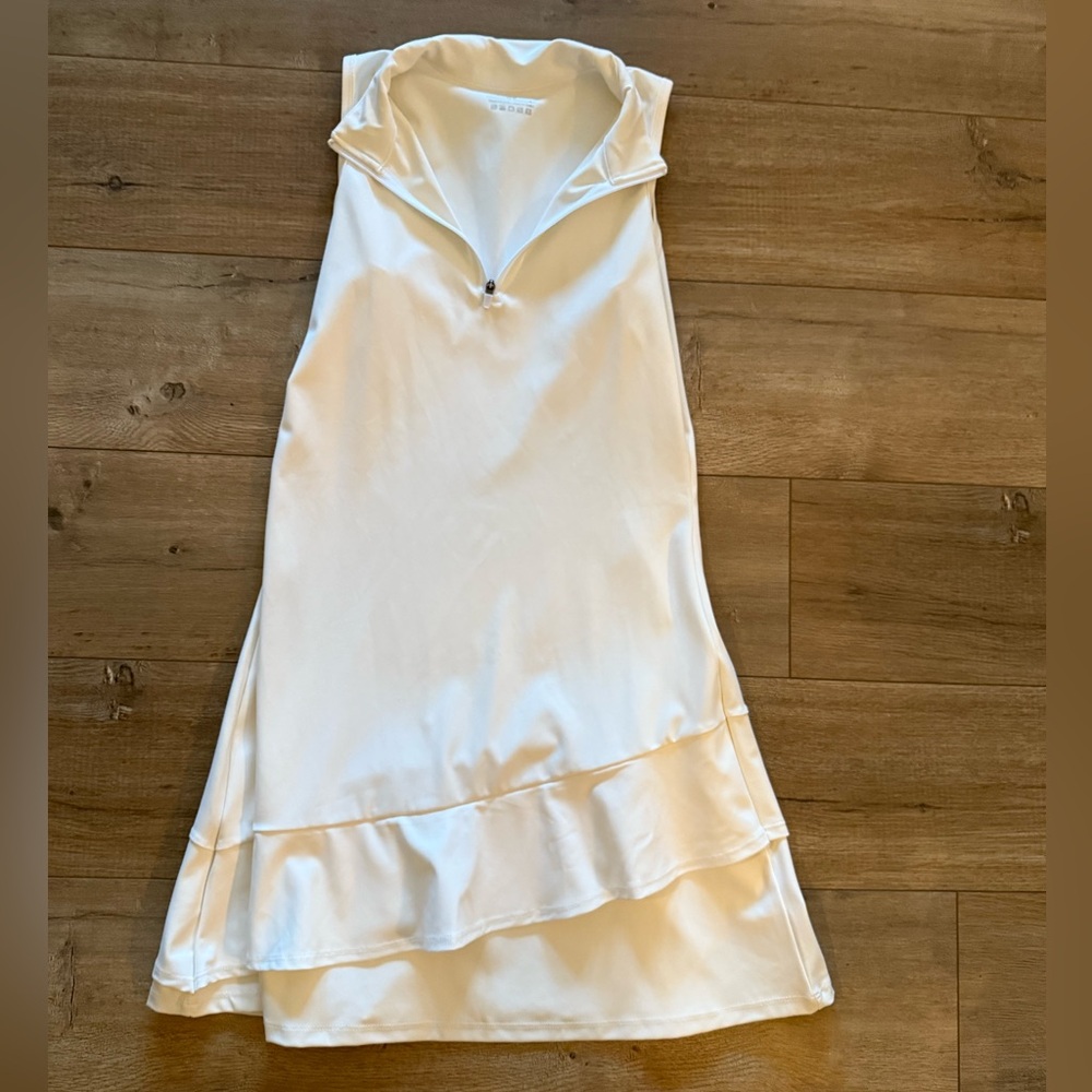 Golf White Zip-Up Collar Dress